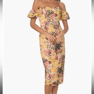 dress the population floral tara midi dress